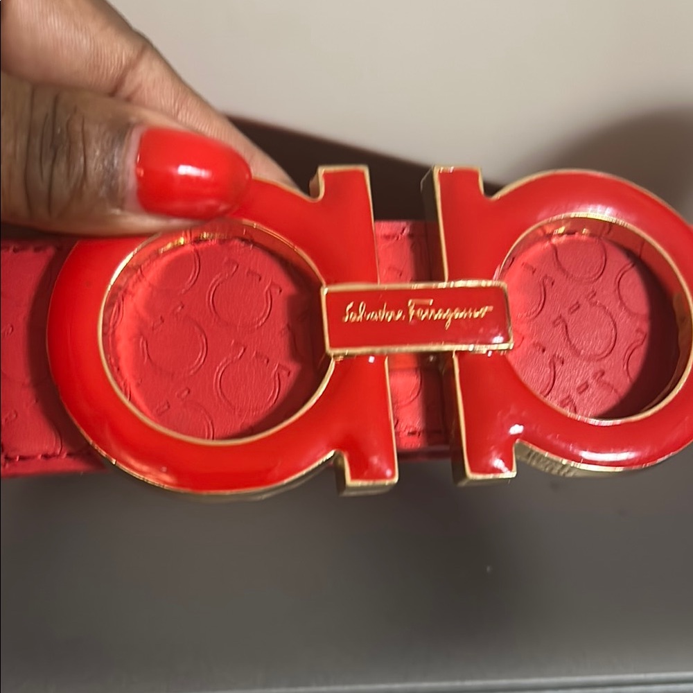 Salvatore Ferragamo Red Gancini Belt